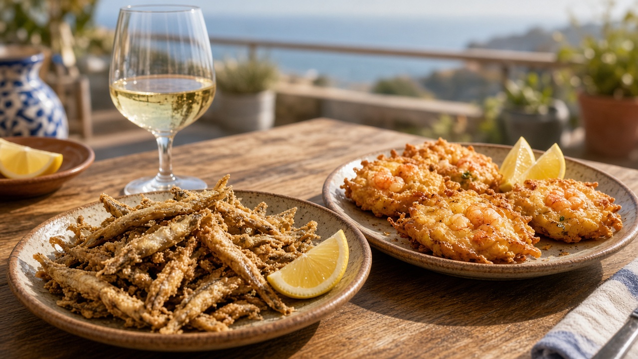 Andalusian fried fish and tapas table in Chiclana
